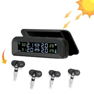M2e TPMS (Voice Alert) Internal USB/Solar TPMS (Car Tyre Pressure Monitoring System) Tire Pressure & Temperature Display